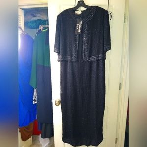 100% Silk Beaded Gown, size 3x, NWT.